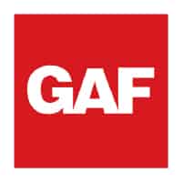 GAF logo in bold white letters on a red square background.