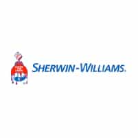 Sherwin-Williams logo with paint can and globe.
